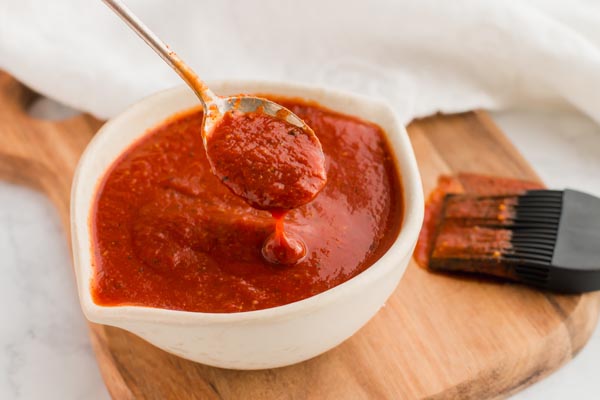 homemade keto bbq sauce in a small bowl