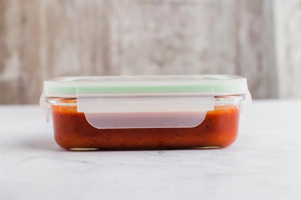 tupperware with BBQ sauce