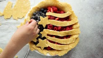 Decorating a pie with star shaped cut outs