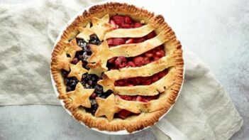 a baked berry pie on a towel