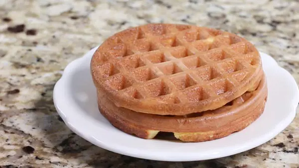 birthday cake chaffles sitting on a plate