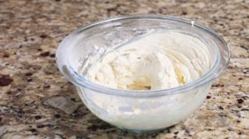 keto buttercream frosting mixed together in a bowl