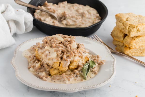 biscuits and gravy on a plate