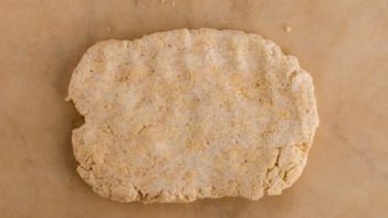 low carb biscuit dough in a rectangle shape.