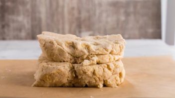 keto biscuit dough folded onto itself