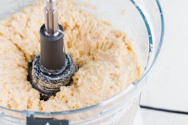 mixing keto dough in a food processor