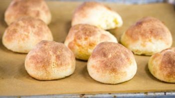 keto rolls baked on a parchment lined baking tray