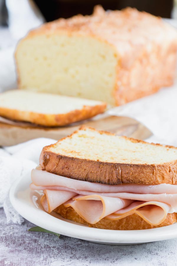 a turkey sandwich in from a of loaf of bread