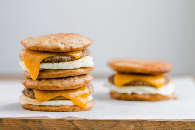 keto breakfast sandwich stack