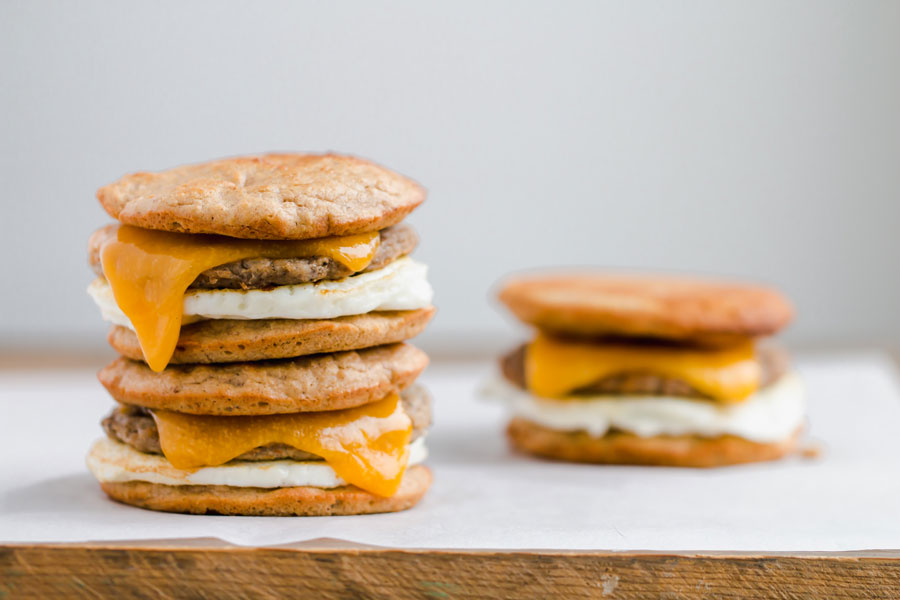 keto breakfast sandwich stack