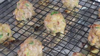 keto meatballs on a baking tray