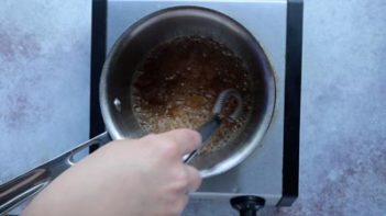 caramel mixture boiling in a saucepan