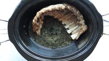 cooked ribs in a slow cooker