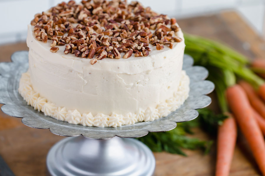 keto carrot cake with pecan topping