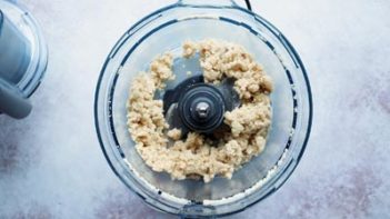 coarse crumbled crust mixture in a food processor