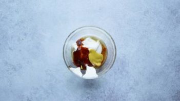 sauce ingredients in a small clear bowl