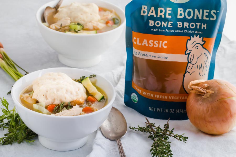 bare bones broth used for chicken and dumplings
