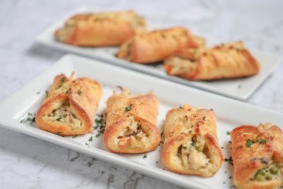 plate of keto chicken pot pie turnovers