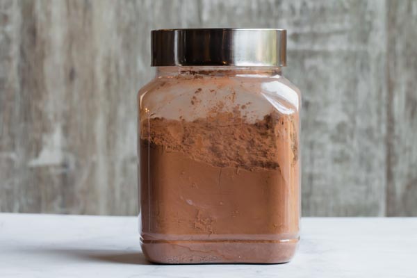 powdered chocolate sitting in a jar