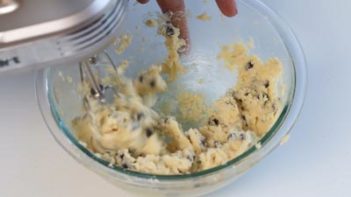 mixing cookie dough with an electric mixer