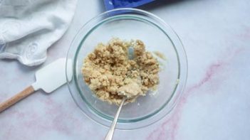 cookie dough mixture in a clear bowl