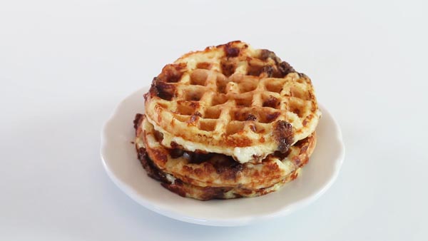 stack of keto chocolate chip chaffles