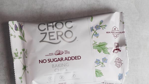 bag of ChocZero white chocolate chips
