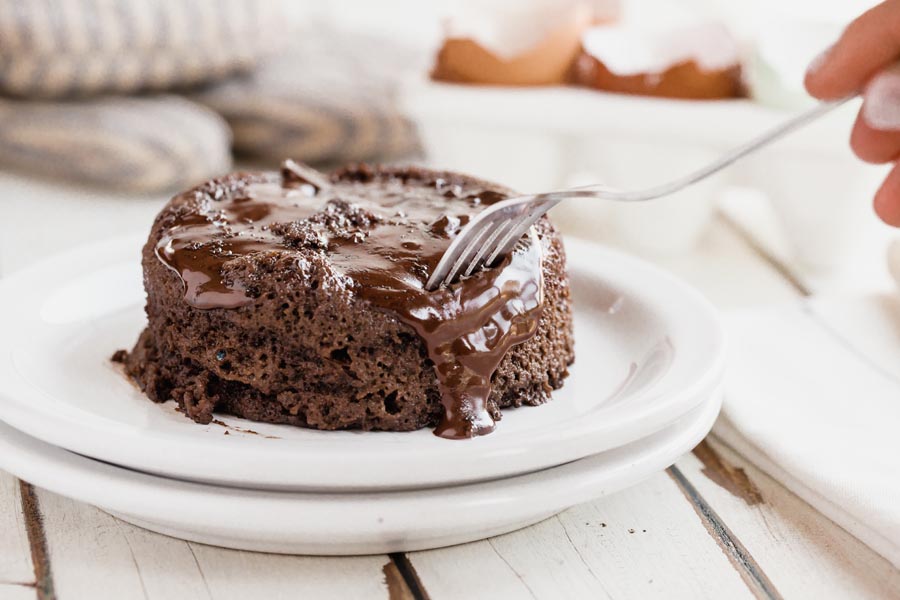 digging into a melted lava cake