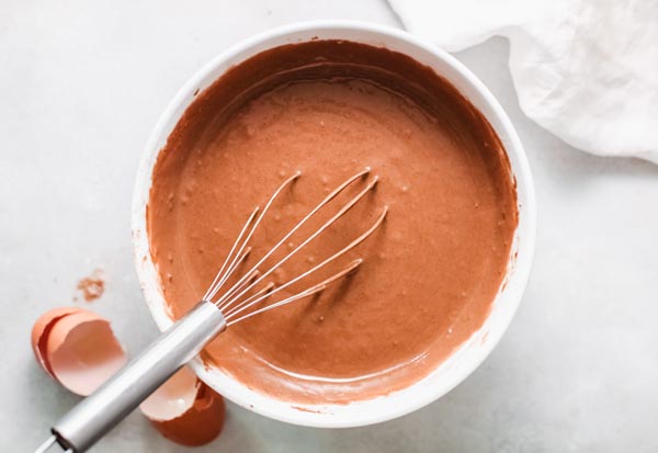 pancake batter mixed in a bowl
