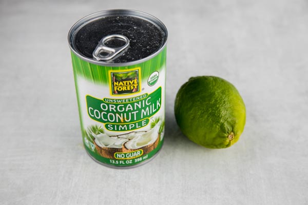 a can of coconut milk and a lime