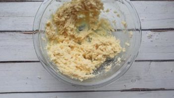 butter and sweetener creamed together in a clear bowl