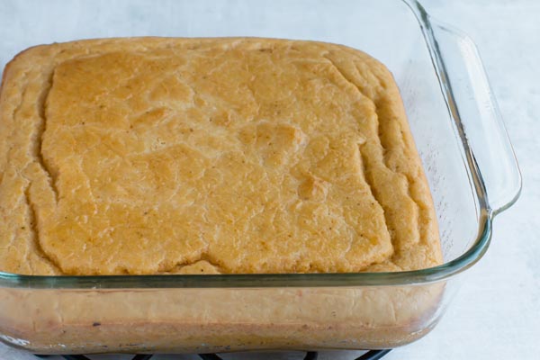 baked cornbread in a dish