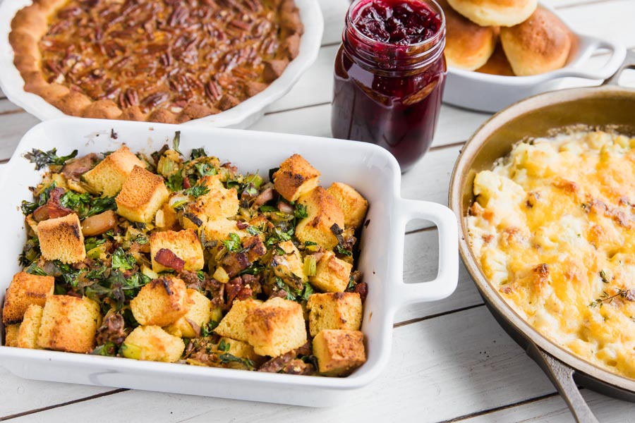 thanksgiving spread on a table