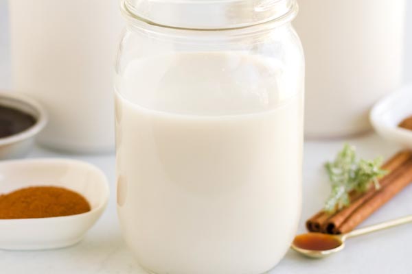 eggnog stored in a mason jar