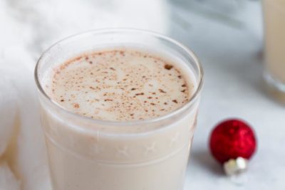 creamy keto eggnog with nutmeg on top