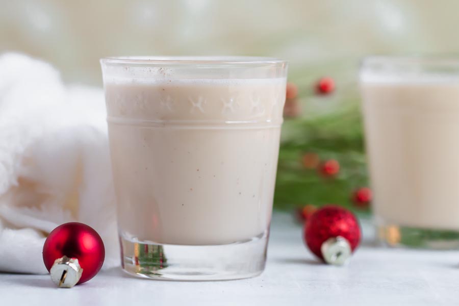 keto eggnog cocktail in a glass