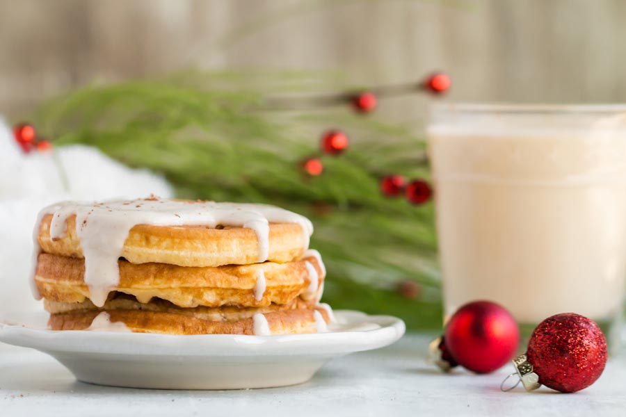 keto eggnog holiday chaffle for Christmas morning