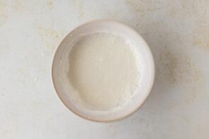 The eggnog mixture whisked until smooth and fully combined.