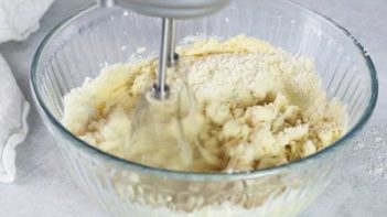 mixing dry ingredients into cookie dough