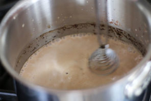 chocolate in a sauce pan