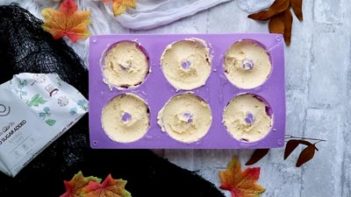 cake batter in bundt cake molds