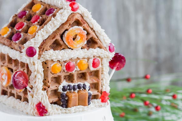 keto gingerbread house made out of chaffles