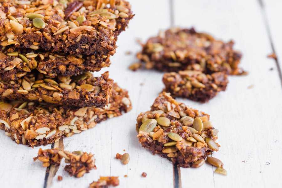 pumpkin seeds inside a granola bar