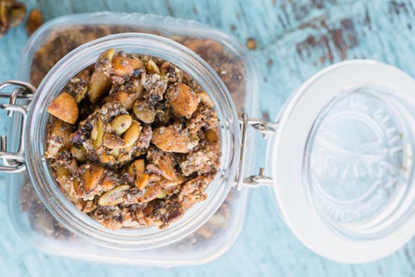 keto granola in a mason jar