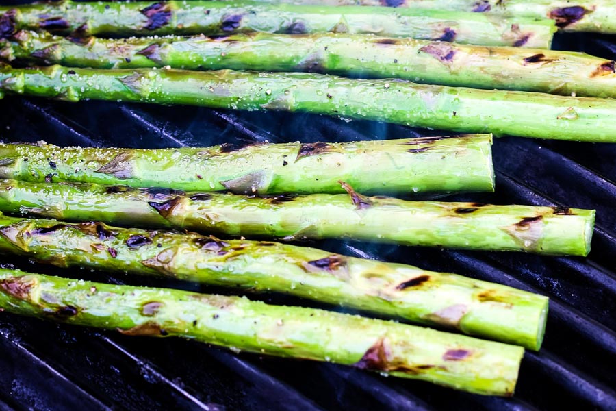asparagus grilling on a bbq