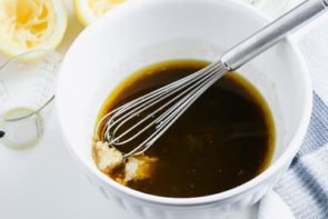 garlic paste sitting in a bowl with worcestershire sauce