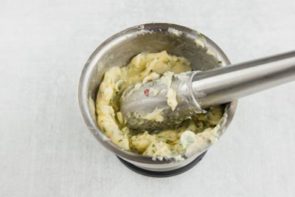 mixture of butter and herbs in a mortar