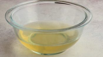 gelatin mixture in a clear bowl