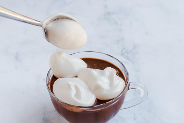 hot chocolate with a meringue topping