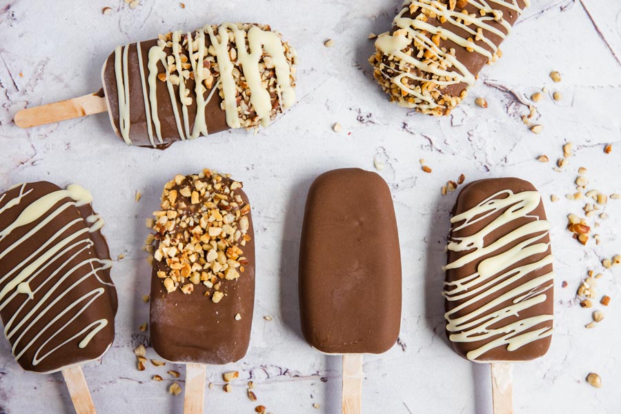 four keto ice cream bars stacked